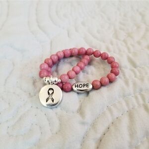 Hand Crafted Rhodochrosite Breast Cancer Awareness